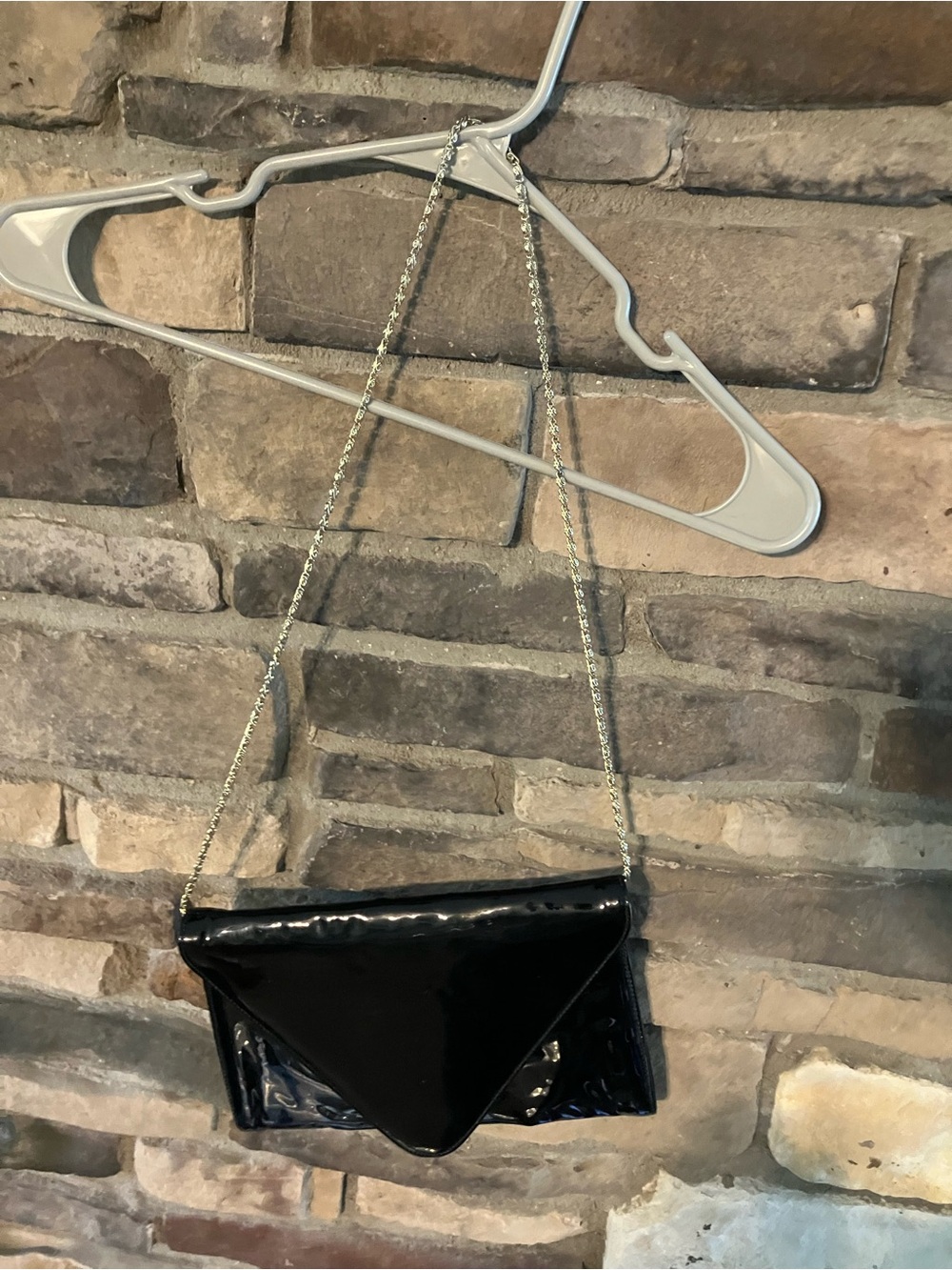 Andé Black Envelope Crossbody Bag with Chain Strap